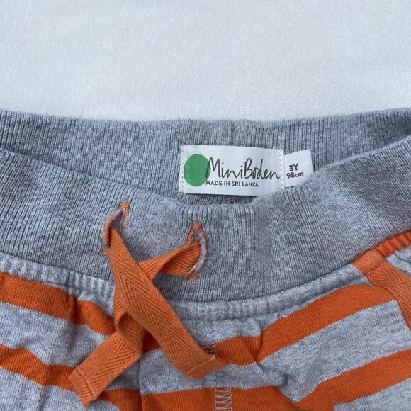 Mini Boden Orange & Grey Stripe Baggies Shorts - Picture 2 of 2